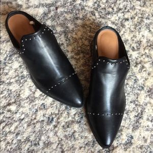 Black Studded Slip On Heeled Mules